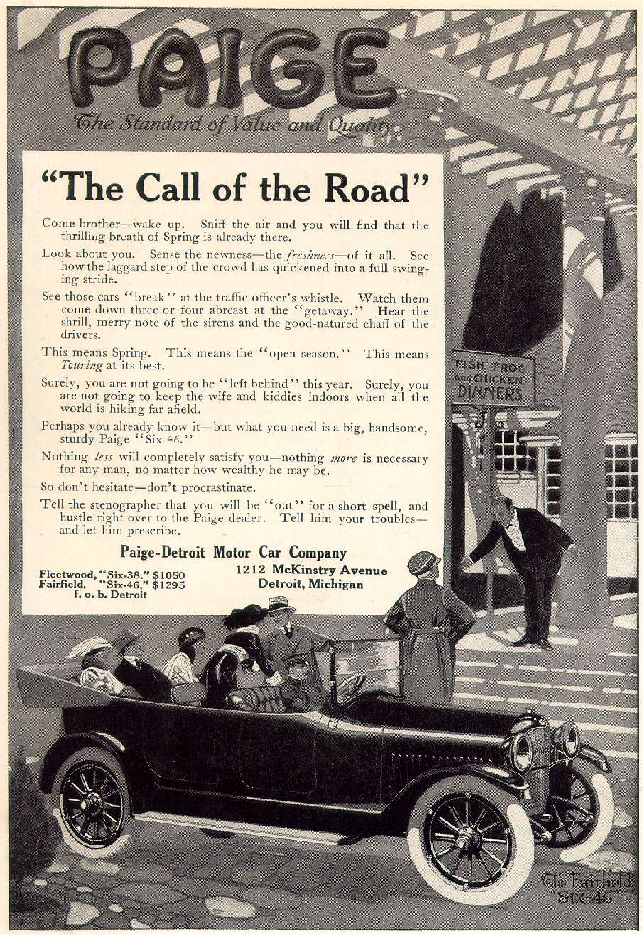 1916 Paige Auto Advertising